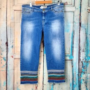 Weekend Max Mara Cropped Boyfriend Embroidered Jeans